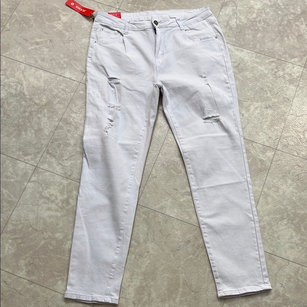 NEW Jeans Stylish White Distressed Women Jeans 16